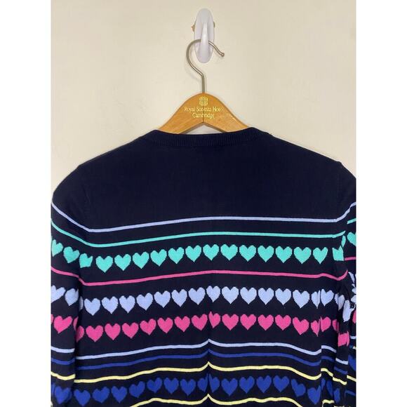 Talbots Black Heart Cardigan Sweater Button Up Preppy Holiday Classic Medium - Picture 10 of 13